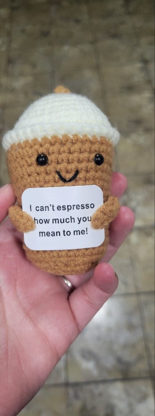 Handmade Crochet Espresso Plush - Brown & Cream